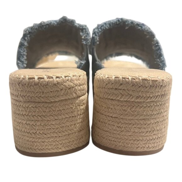 Anne Klein Crystal Denim Embellished Platform Espadrille Sandals Size 9.5 NIB - Picture 4 of 11